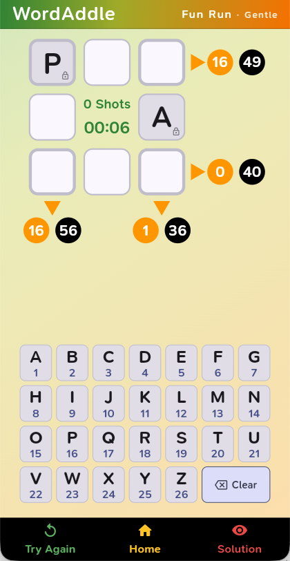 WordAddle puzzle screenshot